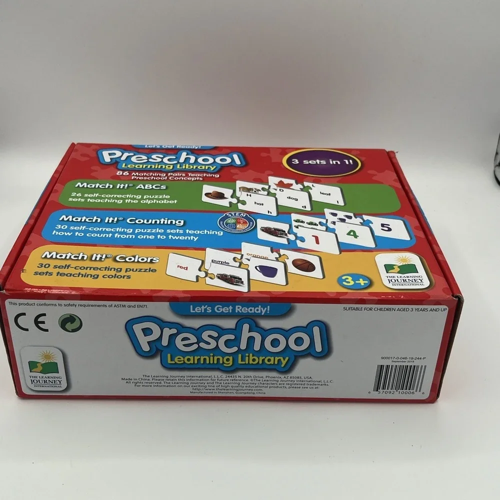 New The Learning Journey Preschool 3-in-1 Learning Library 86 Matching Puzzle